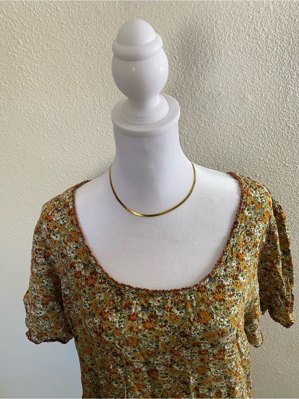 Floral Tiered Midi Dress in Mustard - Picture 4 of 16